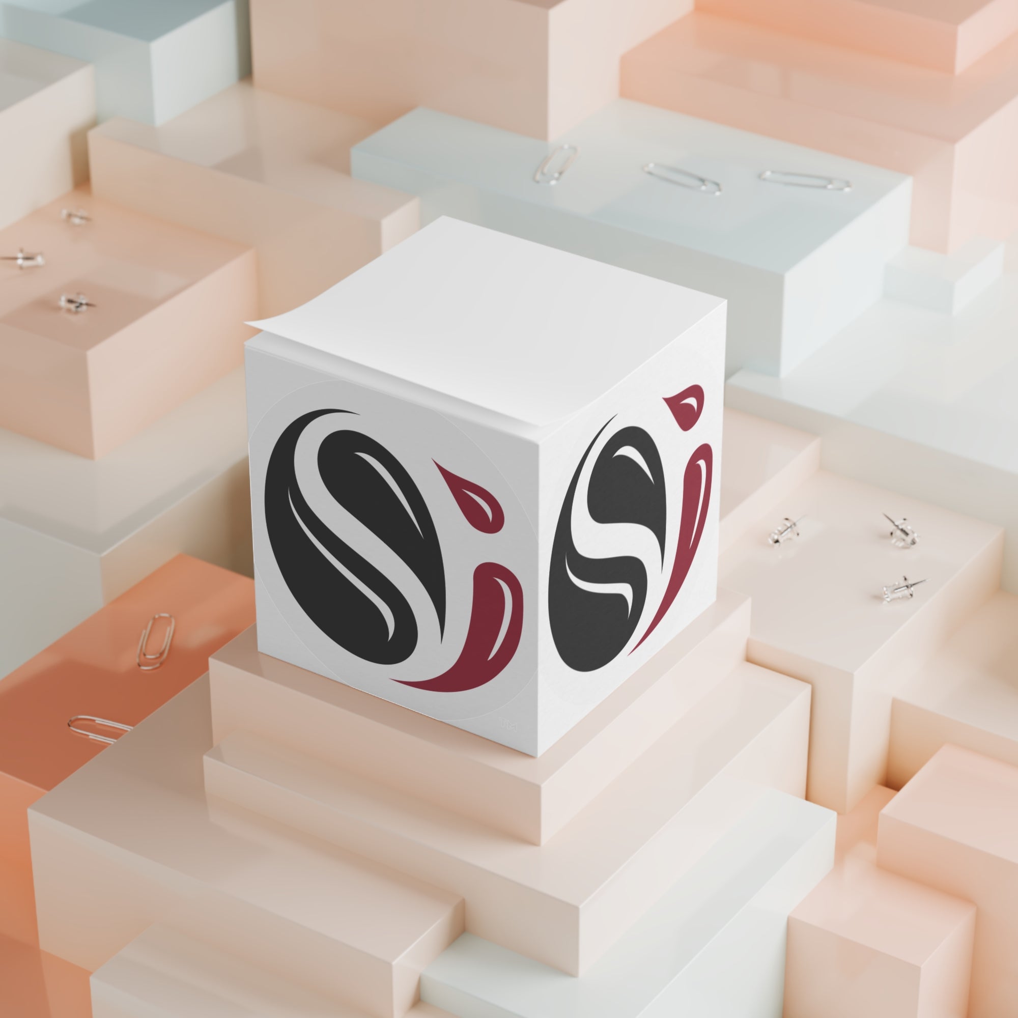 Cubo de notas con el logotipo de SI
