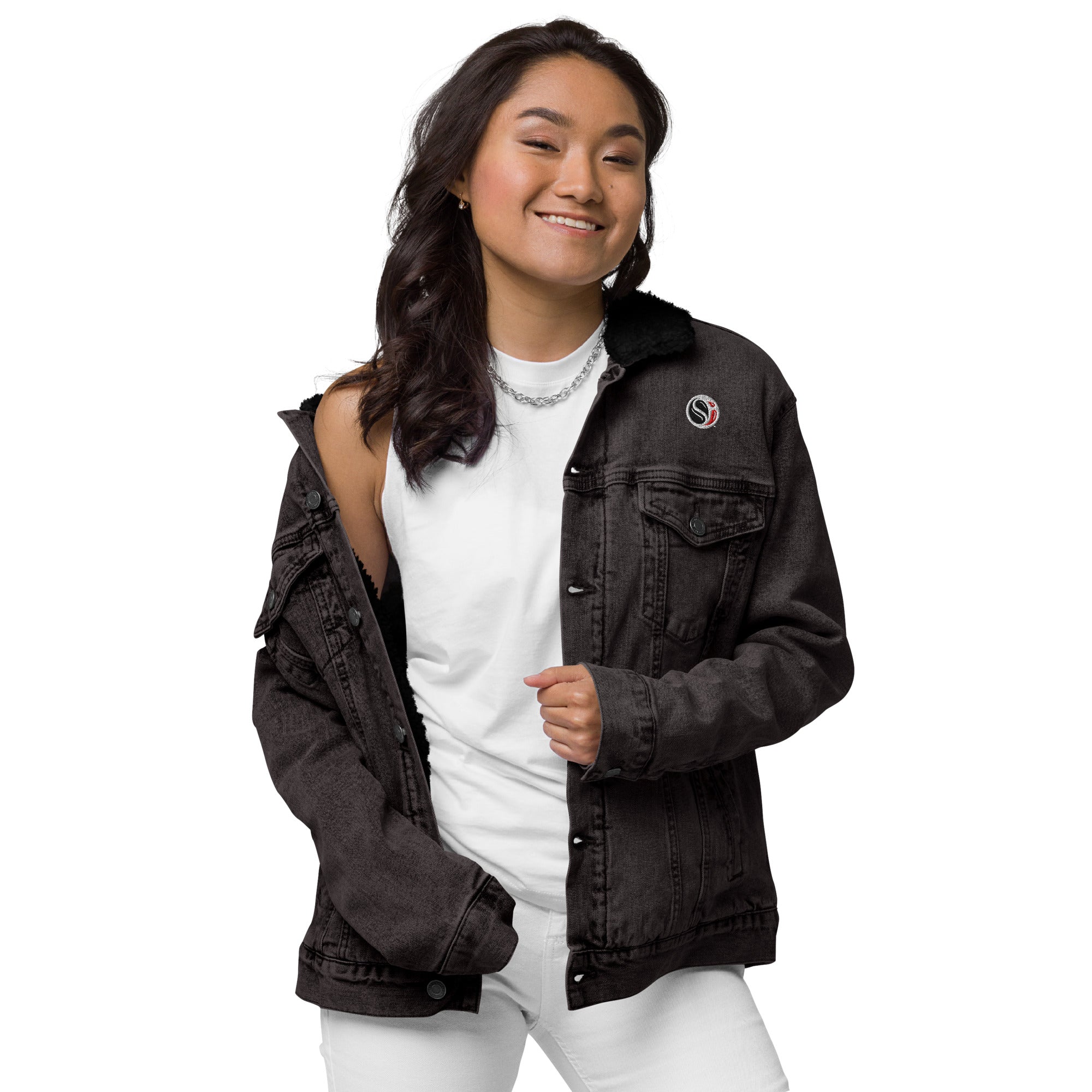 SI Logo Unisex Denim Sherpa Jacket – Something Inked